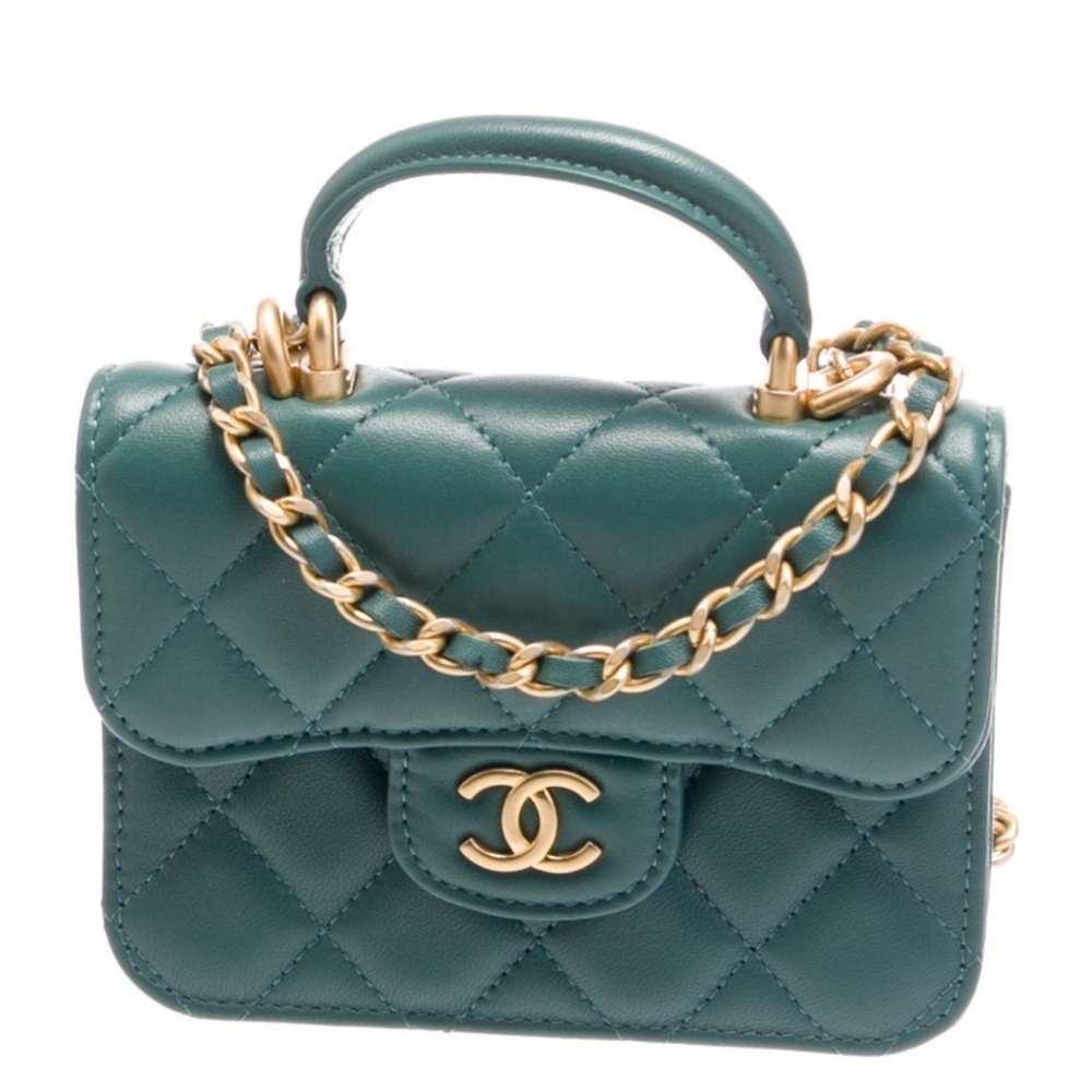 CHANEL Mini Quilted Top Handle Coin Purse GORGEOUS!